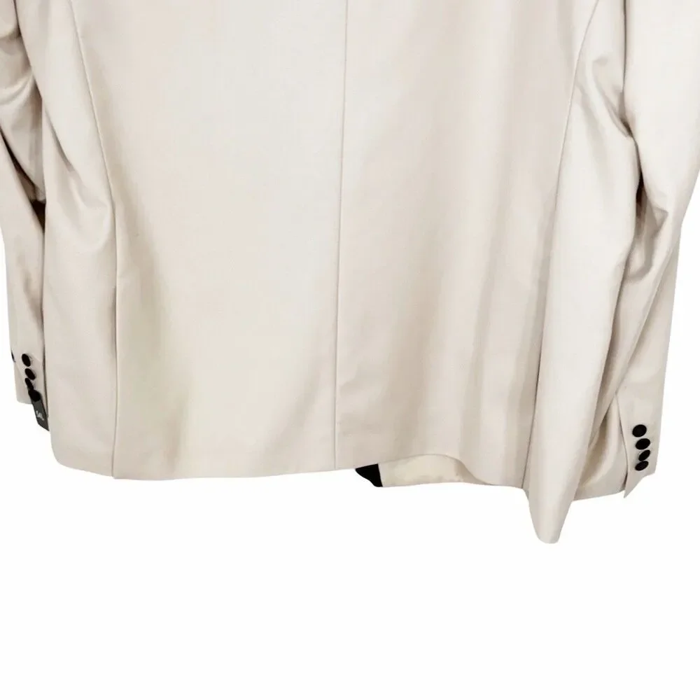 Gino Vitale Mens Tuxedo Jacket Size 54 Long Ivory Black Trim Blazer NWT